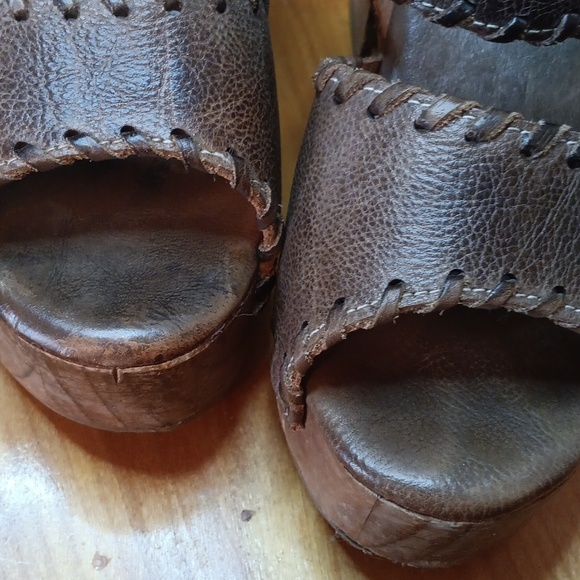 BedIstu Brown Leather Womens  Platform Sandals Size 7.5 - Picture 6 of 13